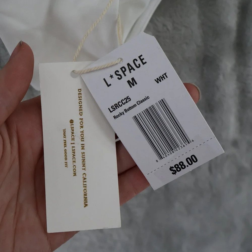 L*Space Rocky Bottom Classic Swim Bottom Women Medium White Beach Resort $88 NWT